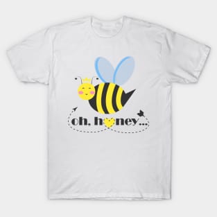 Happy bee princess character with tiara and typography Oh Honey T-Shirt